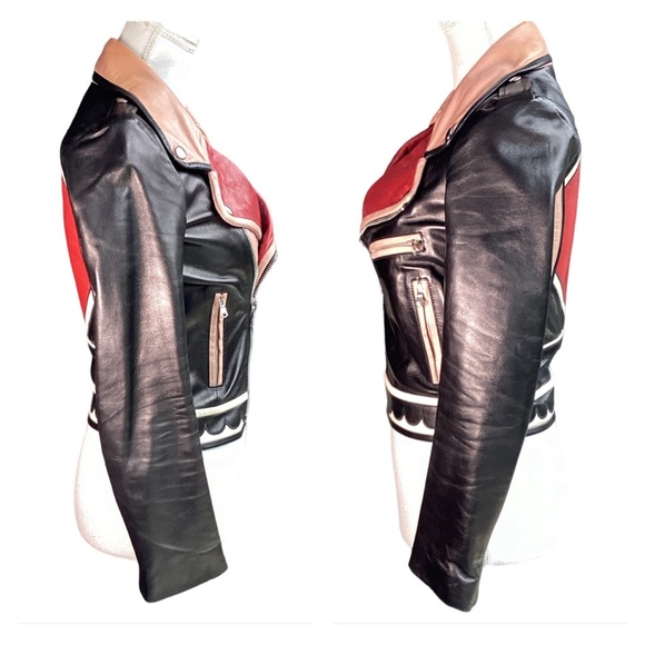 Valentino Heart Intarsia Leather Biker Jacket. (MC) - Picture 6 of 17